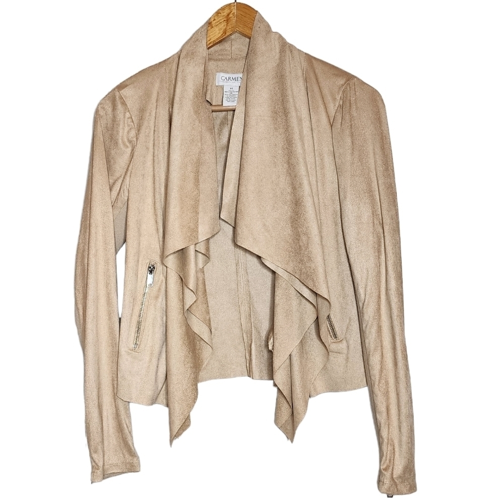 Carmen‎ faux suede waterfall open front cardigan jacket